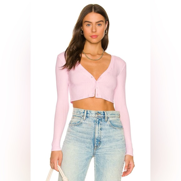 Lovers + Friends Tops - Lovers and Friends x REVOLVE Nicola Cropped Cardigan in Pink